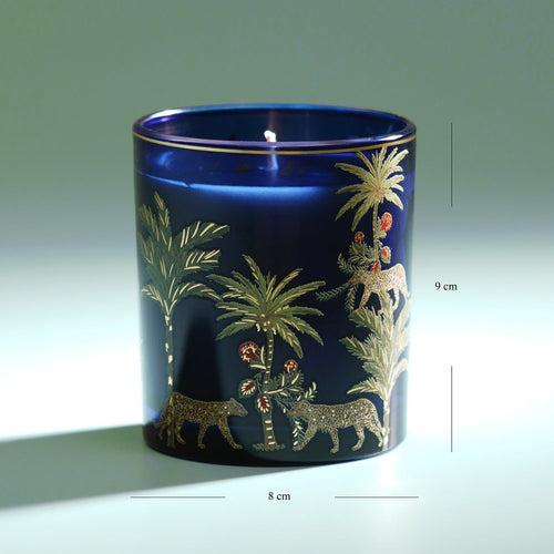 Navy Blue Palmas Del Mar Printed Glass Jar Candle