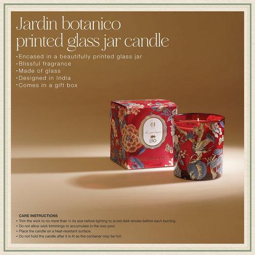 Red Jardin Botanico Printed Glass Jar Candle