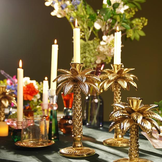 Gold Palm Candle Holder - Large