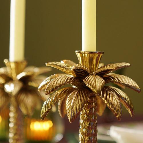 Gold Palm Candle Holder - Small