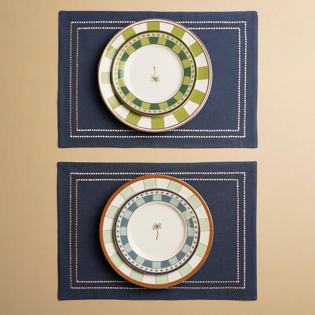 Set of 2 Blue Linen Placemats