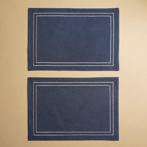 Set of 2 Blue Linen Placemats