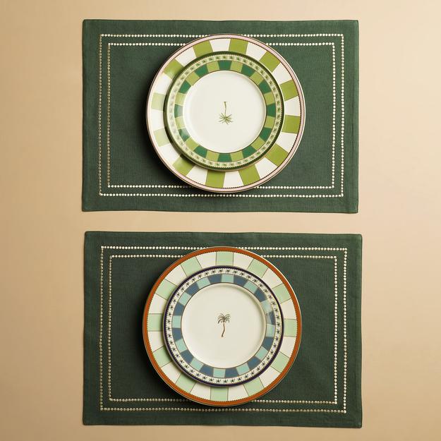 Set of 2 Green Linen Placemats