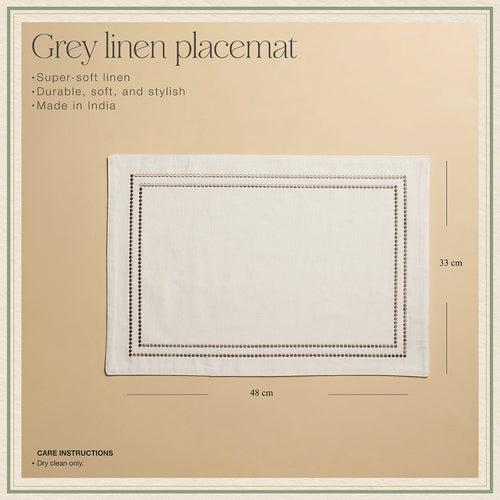 Set of 2 Grey Linen Placemats