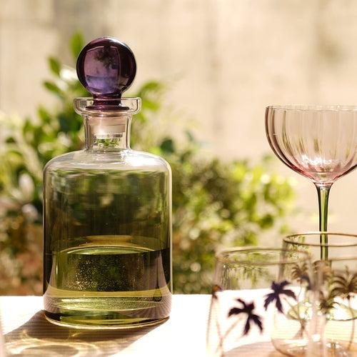 Green & Purple Ombre Glass Decanter