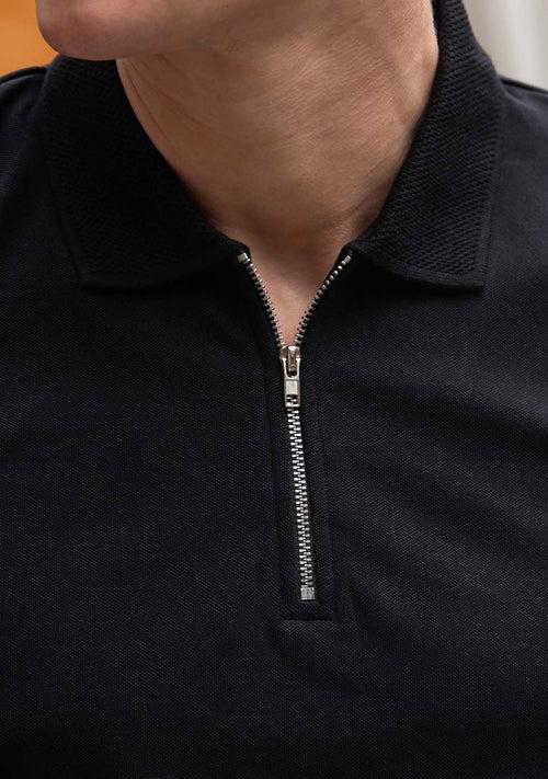 Luxury Polo in Black Zipper