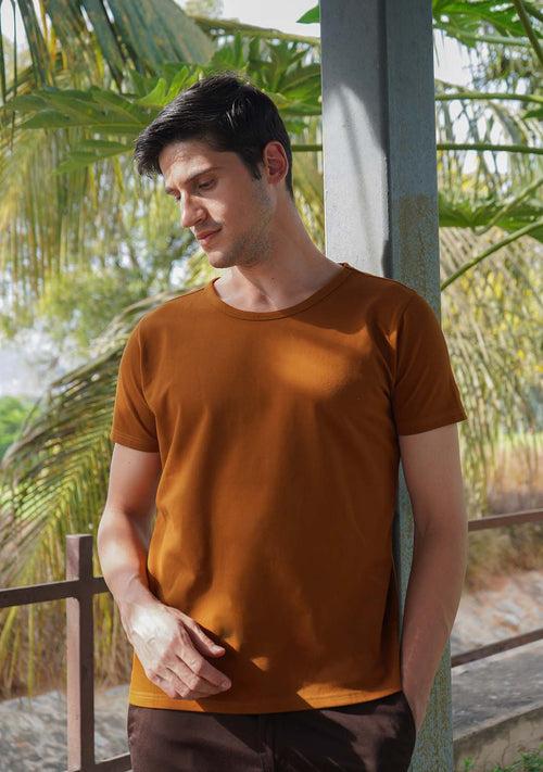 Piqué T-Shirt in Caramel