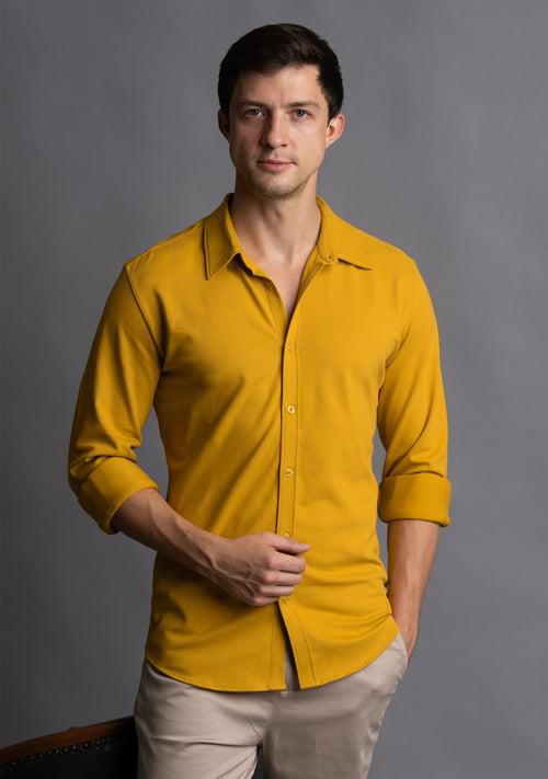 Piqué Shirt in Mustard