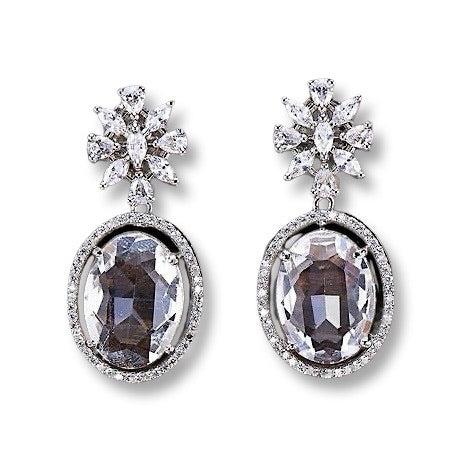 Divine Stone Drop CZ Earrings - White