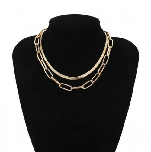Chic Chain and Links Double Layered Necklace