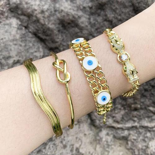 Link Link Evil Eye Bangle Bracelet