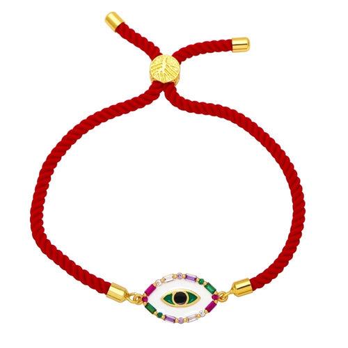 Vibe Stone & Enamel Adjustable Rope Evil Eye Bracelet