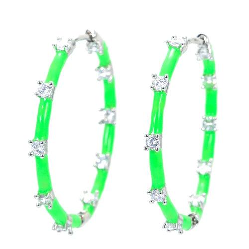 Splash Solitaire And Enamel Hoop Earrings