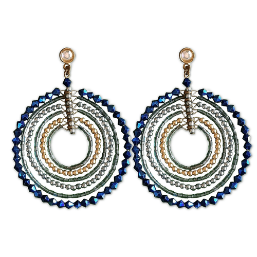 Bohemian Beaded Disc Dangler Earrings