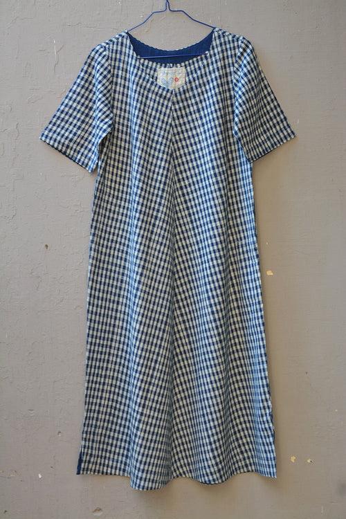 Indigo Checks Bias-Cut Dress in Size 'S'