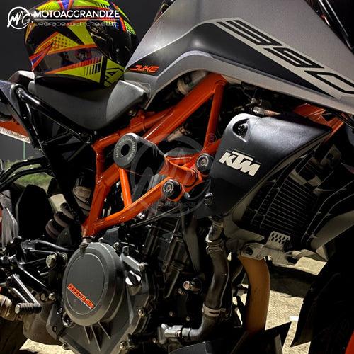 KTM Duke 125/ 200/ 250/ 390 Combo | Frame Sliders, Compact Tail Tidy, Radiator Guard, Fork Sliders, Handlebar Raisers  2-inch