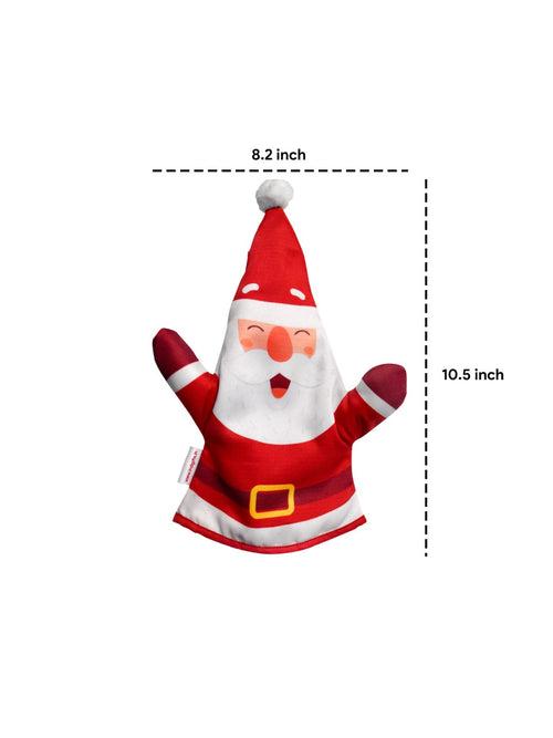 Xmas Gift Box For Fun Santa Printed Red Hand Puppet Toy