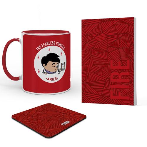 Aries Zodiac Sign Gift Set Coffee Mug, Coaster, Diary Set Of 3