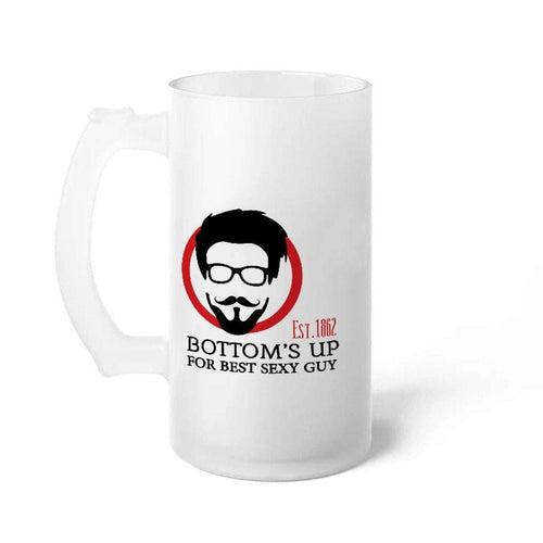 Bottom's Up For Best Sexy Guy Digital Printed Beer Mug Gift for Boyfriend