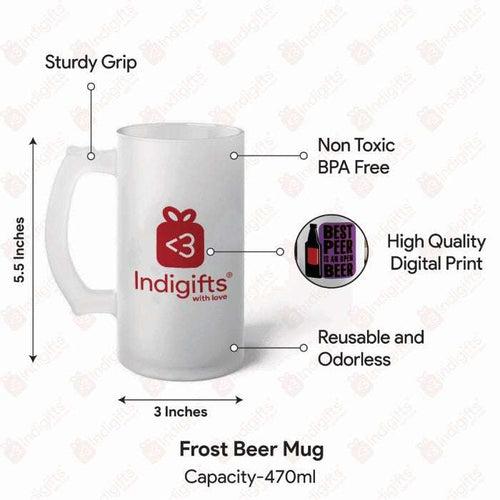 Friendship Day Quotes Printed Frosted Beer Mug For Friends 470 ml