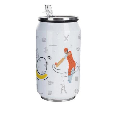 Cricket T20 Printed Sipper Can With Lid And Straw - 350 ML