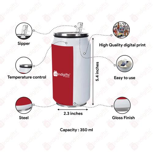 Gannu Printed Customized Steel Sipper Can 350 Ml