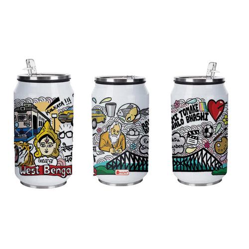 West bengal Doodle art sipper can -Discovering India