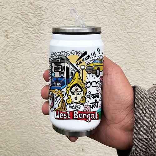 West bengal Doodle art sipper can -Discovering India
