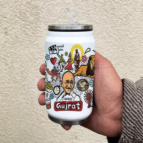 Gujarat - doodle art steel sipper can - Discovering India