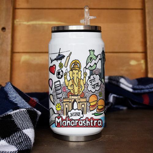 Maharashtra doodle art steel sipper can - Discovering India
