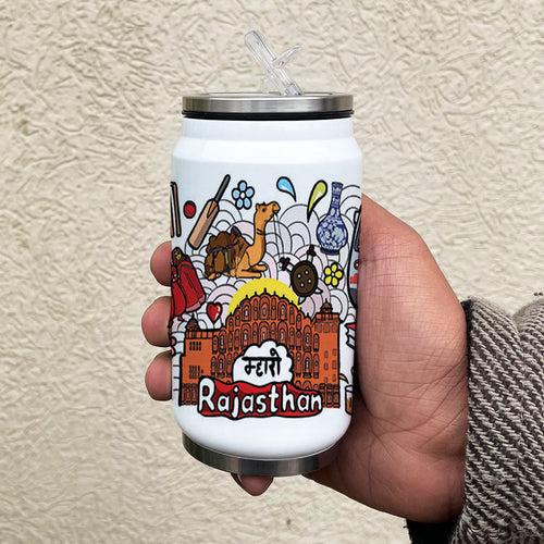 Rajasthan doodle art steel sipper can - Discovering India