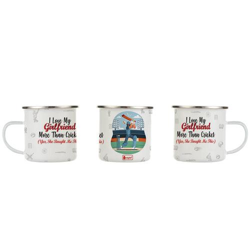 Cricket Love Girlfriend Printed Enamel Mug - 250 ML