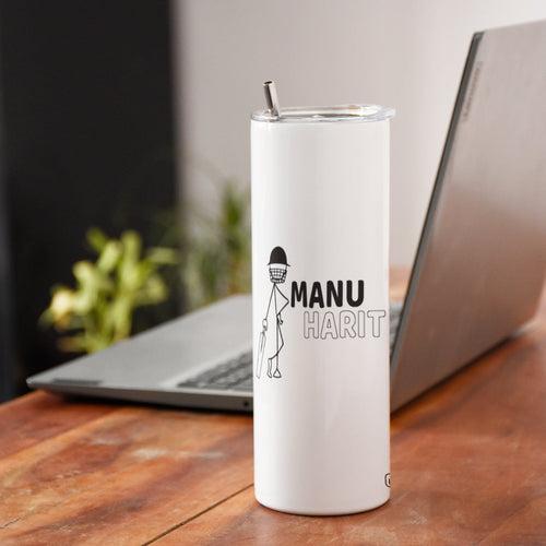 Personalised  Mera Bat Meri Batting Printed Tumbler With Lid And Steel Straw - Customize Tumbler With Your Name