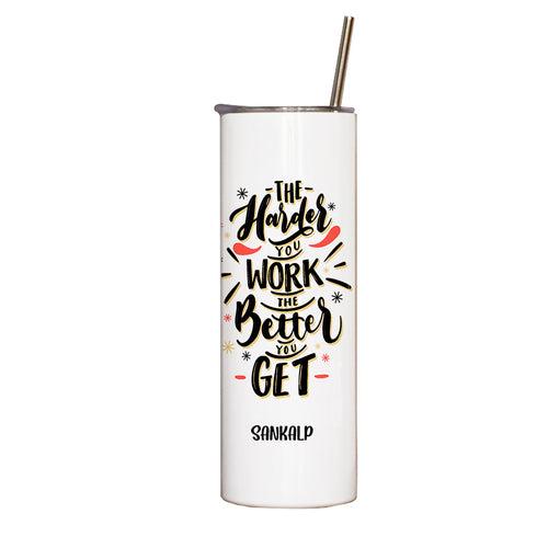 Personalised The Hard Work Printed Tumbler With Lid And Steel Straw 590 ML