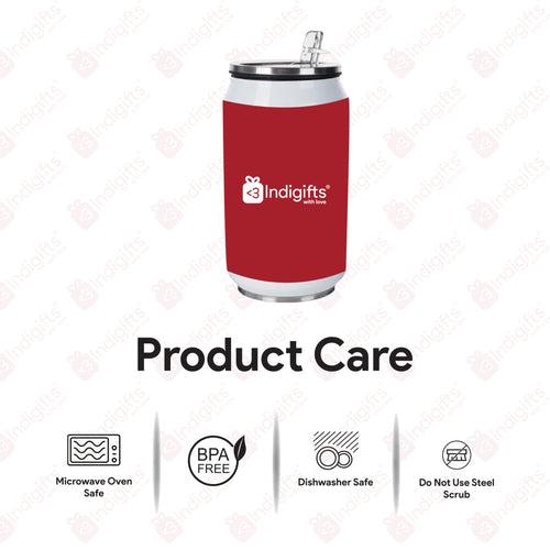 Dhoni Printed Insulated Personalised Steel Sipper Can With Lid And Straw - 350 ML