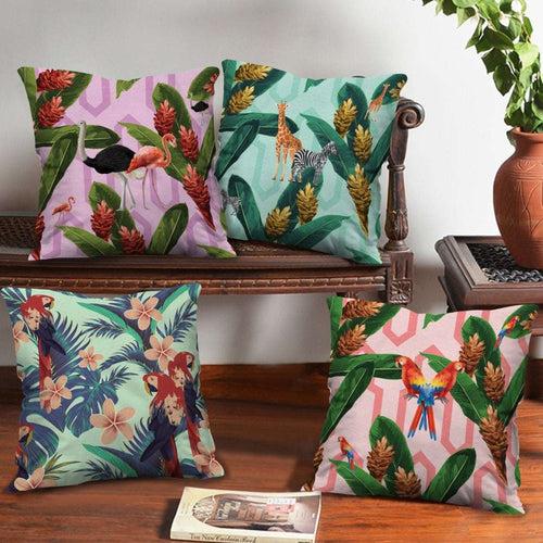 Dual Sided Printed Floral Cushion Covers Set of 4