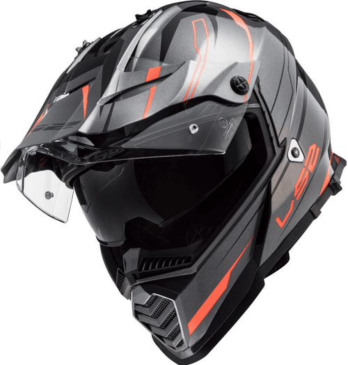 LS2 MX436 Pioneer Evo Knight Titanium Fluro Orange Matt Helmet