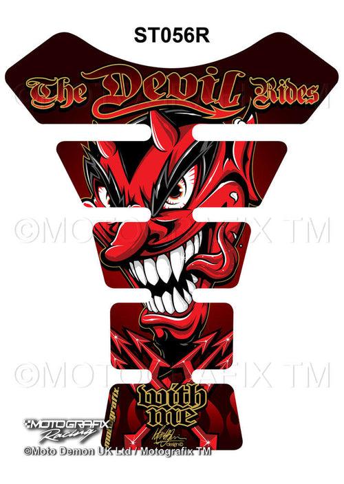 Motografix Devil Rides With Me Red Motorcycle Tank Pad Protector ( ST056R )