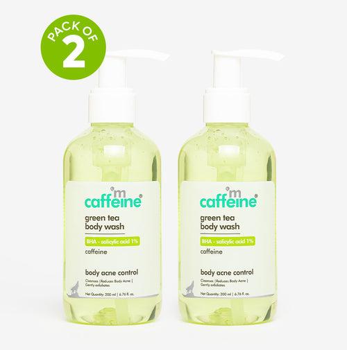 mCaffeine Green tea body wash with BHA Salicylic acid - 1% - Pack of 2