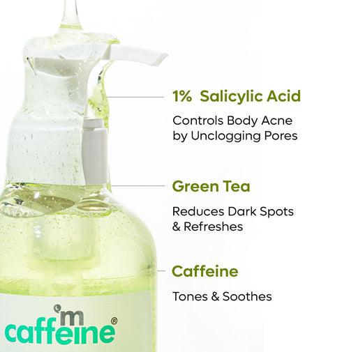 mCaffeine Green tea body wash with BHA Salicylic acid - 1% - Pack of 2