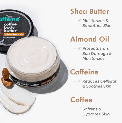 Coffee & Almond Body Butter with Shea Butter for Deep Moisturization & Smooth Skin - 100 g