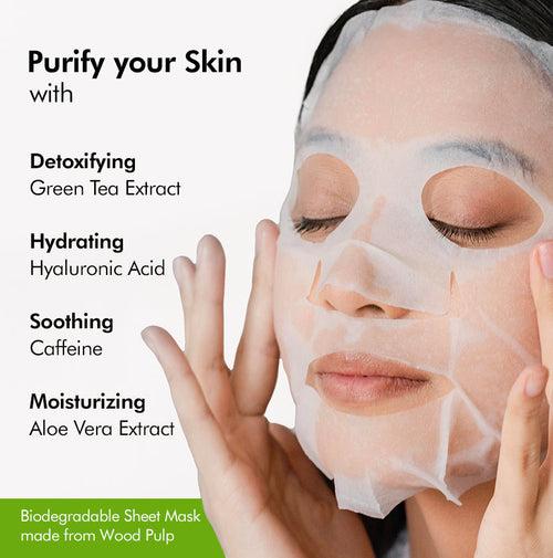 Green Tea Sheet Masks - Vitamin C, Niacinamide & Fruit AHA Mix - Pack of 3