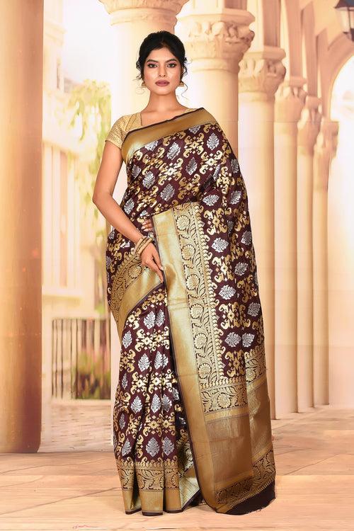 Coffee Brown Semi Silk Saree