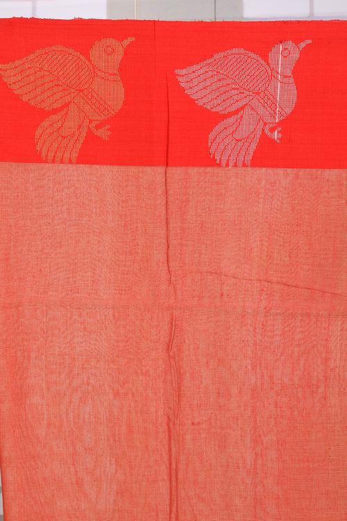 Beige Cotton Handloom Saree with Ganga-Jamuna Border