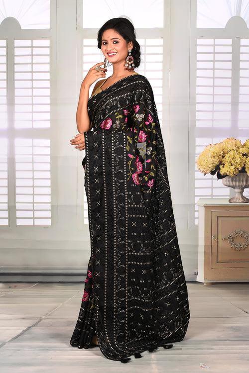 Black Semi Silk Saree