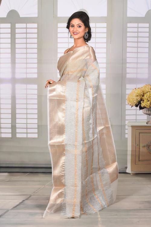 Grey Crushed Tissue Saree