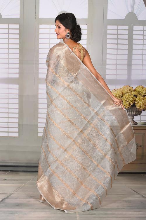 Grey Crushed Tissue Saree