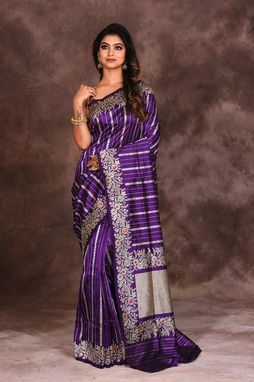 Bright Purple Pure Katan Saree