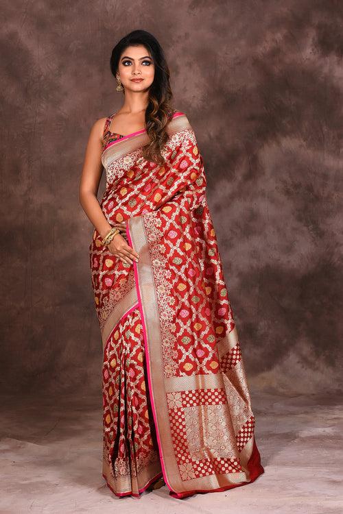 Maroon Jacquard Pure Uppada Saree