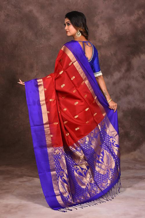 Maroon Pure Silk Handloom Saree